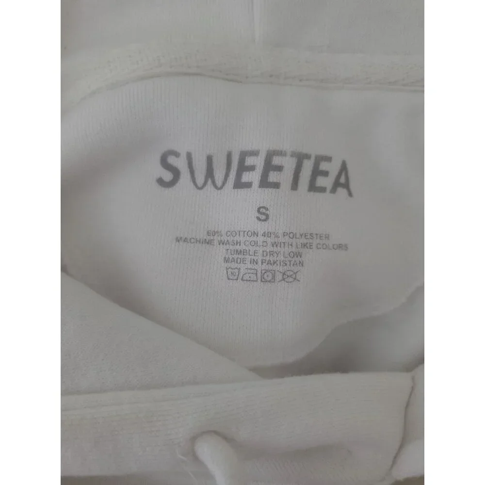 Sweetea Try Something Sweet Graphic White Hoodie Pullover Unisex Sz S - Picture 5 of 6